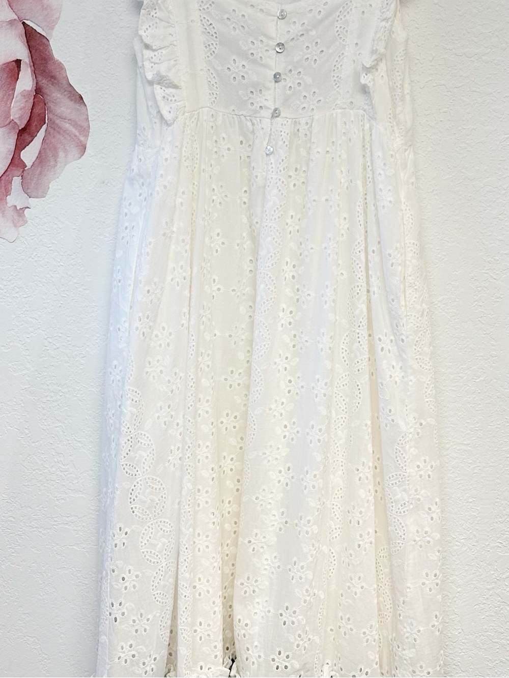 Allison New York Anthropologie white Eyelet Navy Embroidered Midi Dress XSmall - Picture 11 of 14